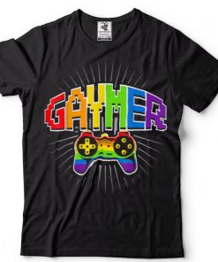 Gaymer Gamer Gay Pride Funny LGBT Rainbow Flag Video Game T Shirt