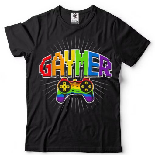 Gaymer Gamer Gay Pride Funny LGBT Rainbow Flag Video Game T Shirt