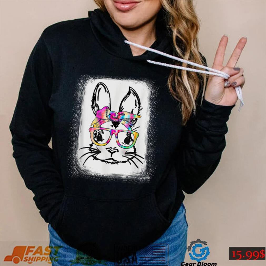 Happy Easter Day Cute Bunny Rabbit Face Tie Dye Glasses Girl T Shirt