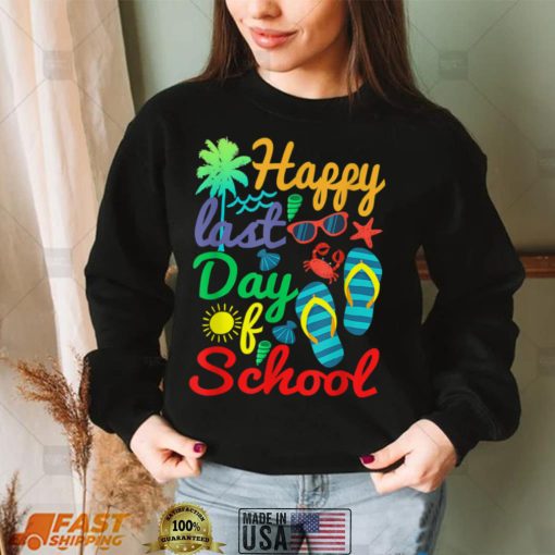 Happy Last Day Of School Hello Summer Colorful Boy Girl Kid T Shirt