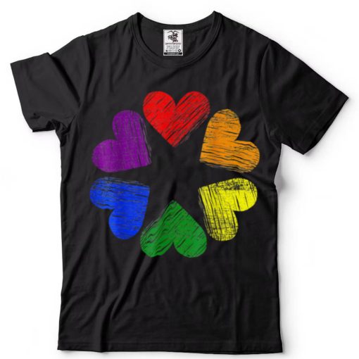 Heart LGBT Flag Rainbow Circle Of Hearts Love Gay Pride T Shirt