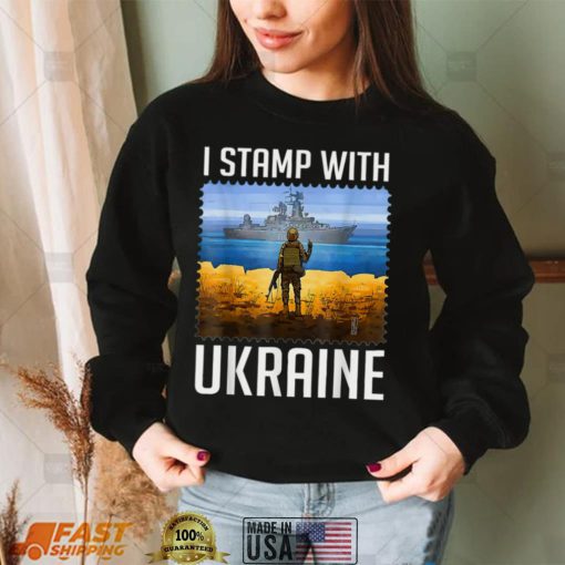 I Stamp With Ukraine Postage Stamp Flag Pride T Shirt