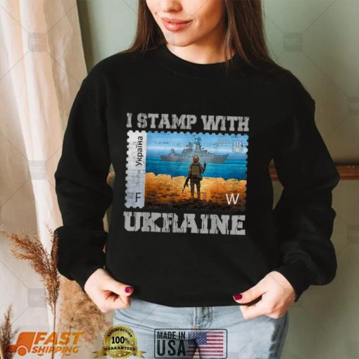 I Stamp With Ukraine Vintage Postage Stamp Flag Pride Funny T Shirt