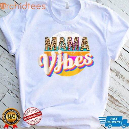 Mama Vibes Leopard Distressed Retro Sunset Summer Vibes T Shirt, sweater