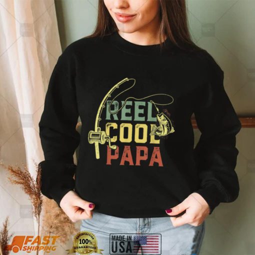 Mens Reel Cool Papa Fishing Shirts, Fun Fathers Day Fishermen T Shirt