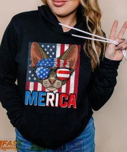 Merica Devon Rex Cat 4th Of July Gifts American Flag T Shirt