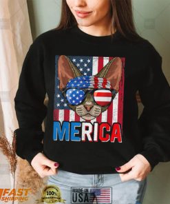 Merica Devon Rex Cat 4th Of July Gifts American Flag T Shirt