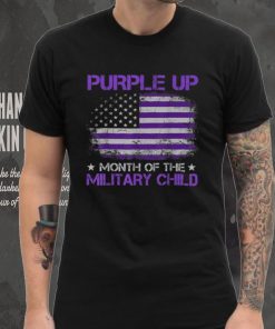 Purple Up for Military Kids Month Military Child US Flag T Shirt tee