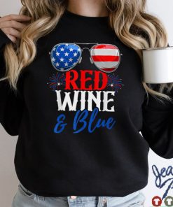 Red Wine And Blue Funny 4th Of July American Flag Sunglasses T Shirt tee
