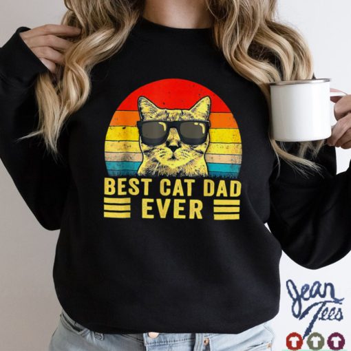 Retro Vintage Best Cat Dad Ever Bump Fit Father Day Gift T Shirt sweater shirt