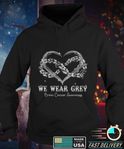 We Wear Gray Butterfly Heart Brain Cancer Awareness T Shirt tee