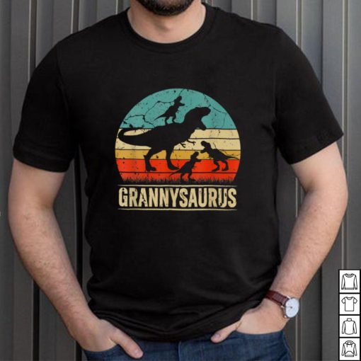 Womens Granny Dinosaur T Rex Grannysaurus 3 Kids Family T Shirt, sweater