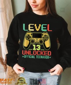 13th Birthday Gift Boys Level 13 Unlocked Official Teenager T Shirt