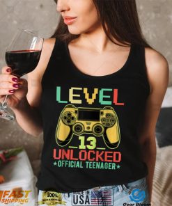 13th Birthday Gift Boys Level 13 Unlocked Official Teenager T Shirt