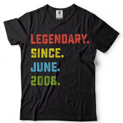 14th Birthday Gift Legendary Since June 2008 14 Years Old T Shirt