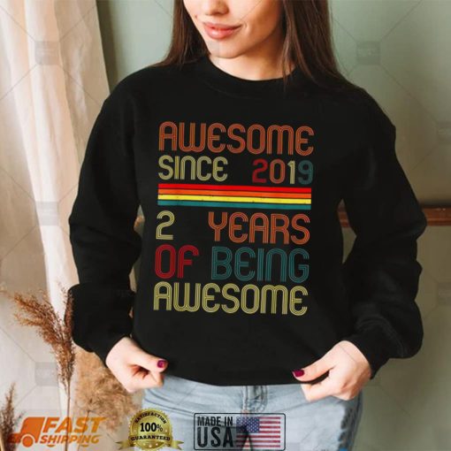 2 Years Old Awesome Since 2019 second Birthday Retro Shirt