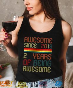 2 Years Old Awesome Since 2019 second Birthday Retro Shirt