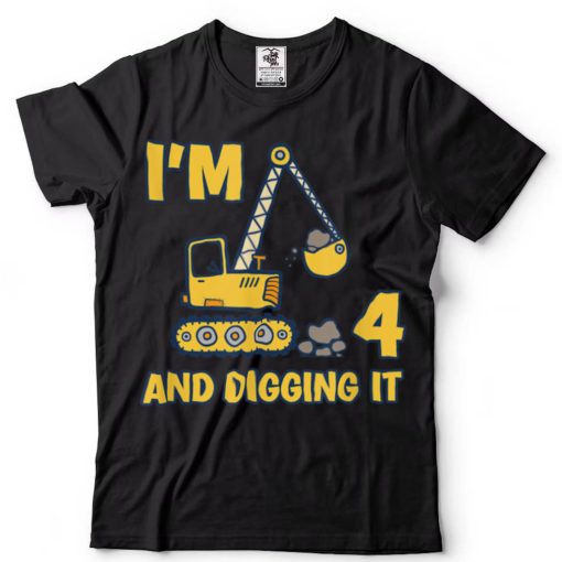 4 Years Old Digger Builder Kids Construction Truck 4th B Day T Shirt