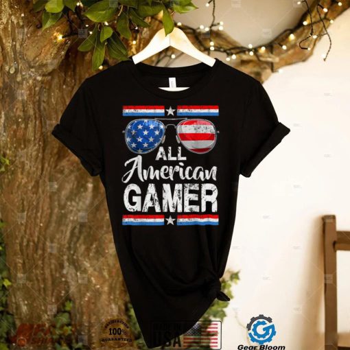All American Gamer American Flag 4th of July Patriotic T Shirt