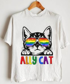 Ally Cat LGBT Gay Rainbow Pride Flag Boys Men Girls Women T Shirt