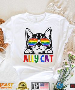 Ally Cat LGBT Gay Rainbow Pride Flag Boys Men Girls Women T Shirt