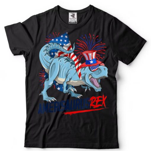 Amerisaurus T Rex Dinosaur American Flag 4th of July T Shirt
