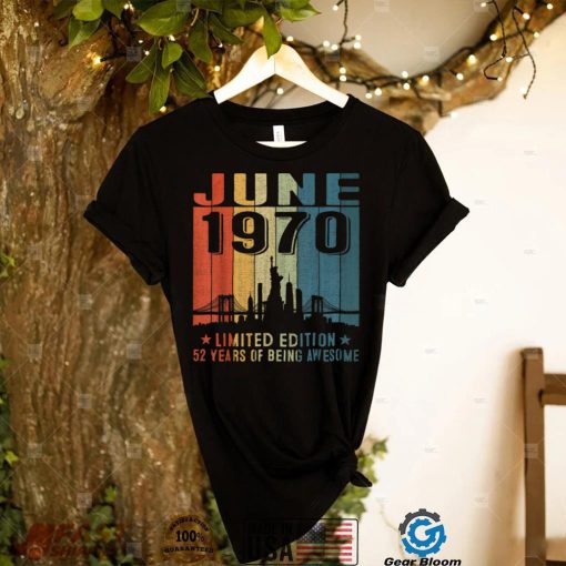 Awesome Since June 1970 52nd Birthday Vintage Retro T Shirt