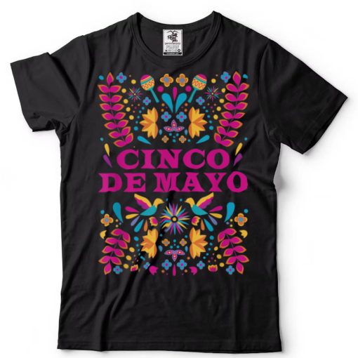 Bright Colored Cinco De Mayo Flower Graphic for Women Kids T Shirt