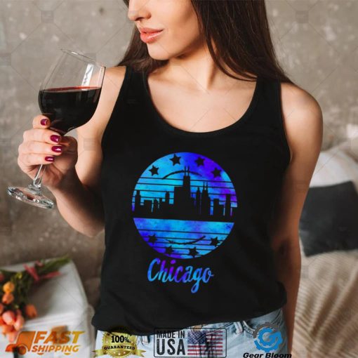 Chicago Flag Skyline Illinois USA Souvenir Chicago Flag Shirt