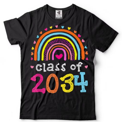 Class Of 2034 Rainbow Pink Graduate Preschool Kindergarten T Shirt