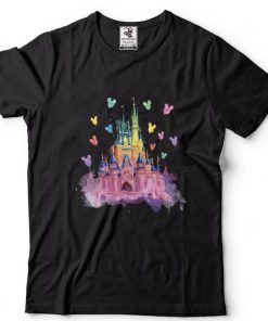 Colorful Watercolor Castle and Mickey Balloons T Shirt