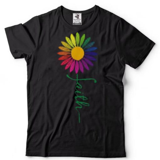 Faith cross flower rainbow shirt