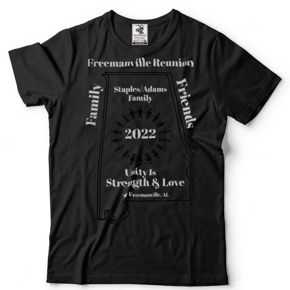 Freemanville Reunion Front_Back Print Staples_Adams Family T Shirt