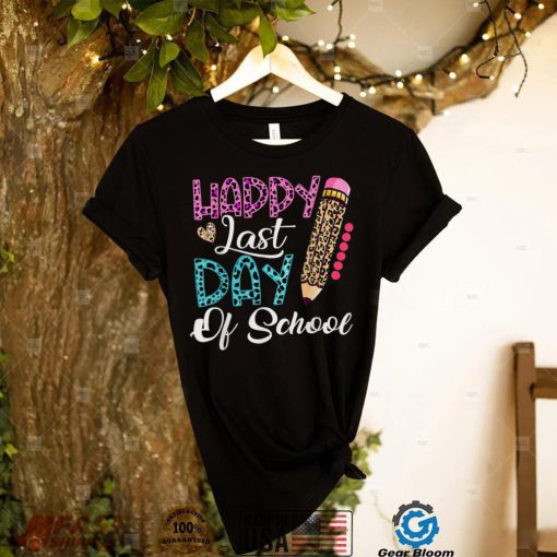 Happy Last Day Of School Shirt Kids Teacher Student Leopard T Shirt