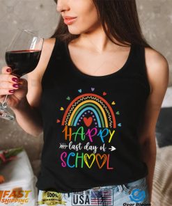 Happy Last Day Of School Teacher Kids Graduation Rainbow Fun T Shirt