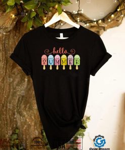 Hello Summer Ice Cream Popsicle Ice Lolly Vacation funny T Shirt
