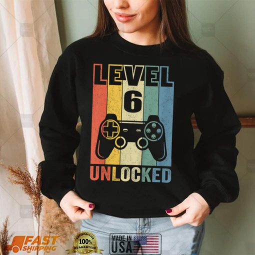 Kids Level 6 Unlocked Shirt Funny Video Gamer 6th Birthday Gift T Shirt