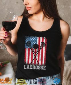 Lacrosse American Flag Lax Helmet Sticks 4th Of July Gifts T Shirt