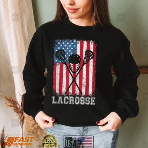 Lacrosse American Flag Lax Helmet Sticks 4th Of July Gifts T Shirt