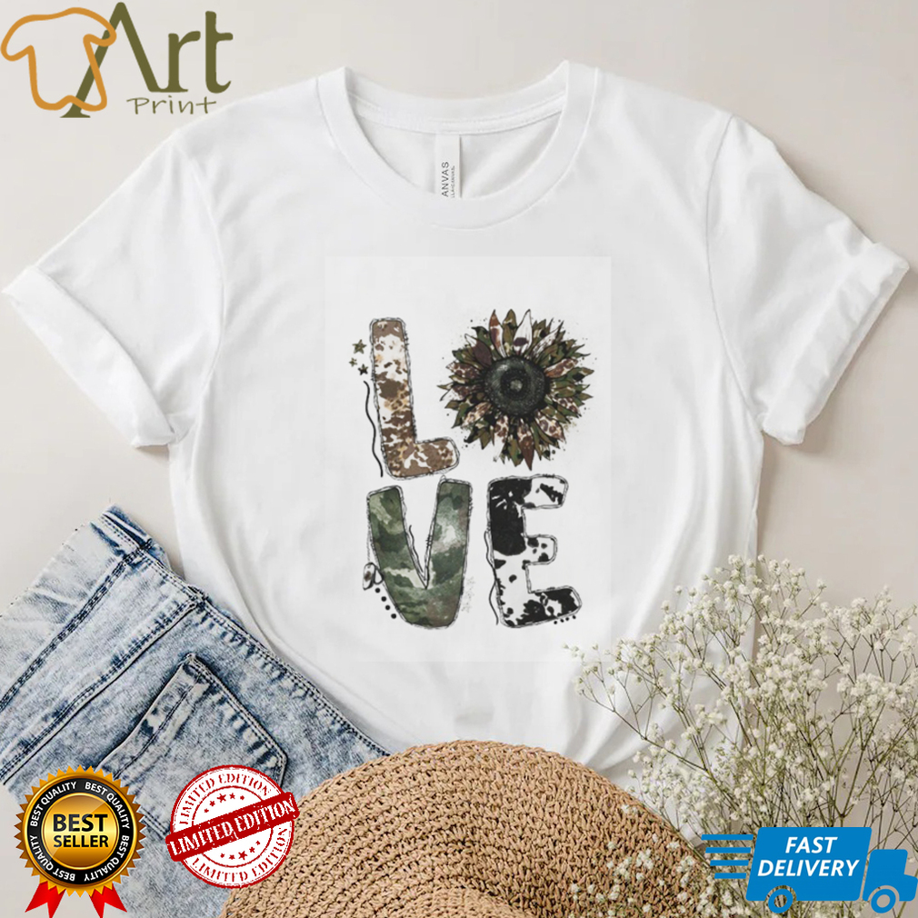 Love Military Sunflower  Father's Day Gift T Shirt