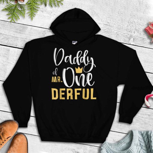Mens Daddy of Mr Onederful 1st Birthday First One Derful T Shirt
