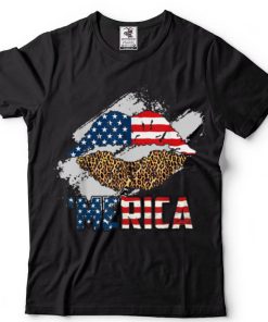 Merica Patriotic Lips American Flag Leopard Lips 4th of July T Shirt