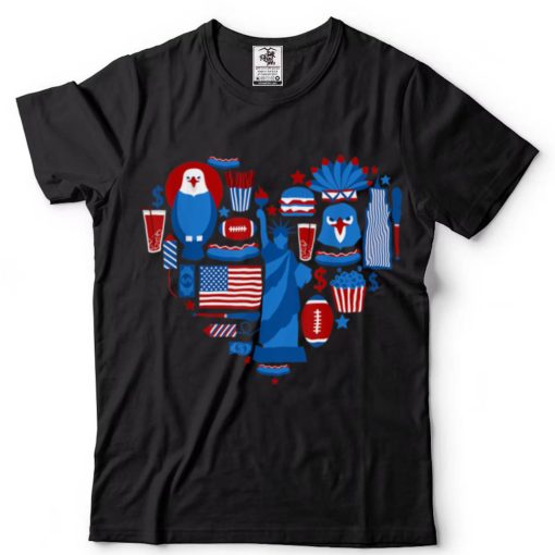 New York City heart lover travel american flag 4th of july T Shirt