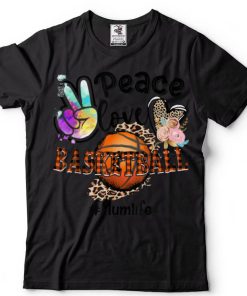 Peace Love Basketball Mum Life Mom Grandma Leopard T Shirt