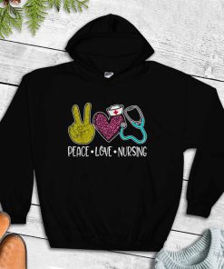 Peace Love Nursing Stethoscope Cute Nurse T Shirt