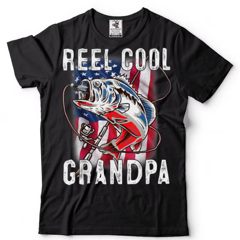 Reel Cool Grandpa Vintage Flag Fishing Father's Day T Shirt