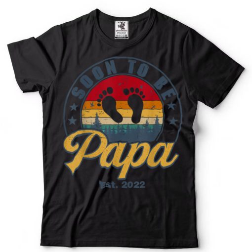 Soon To Be Papa Est 2022 Men Retro First Time Dad Papa T Shirt