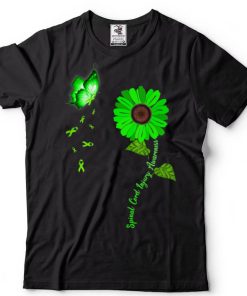 Spinal Cord Injury Awareness Green Butterfly Sunflower Ribbo T Shirt