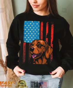 USA American Flag   Patriotic Dog Vizsla T Shirt