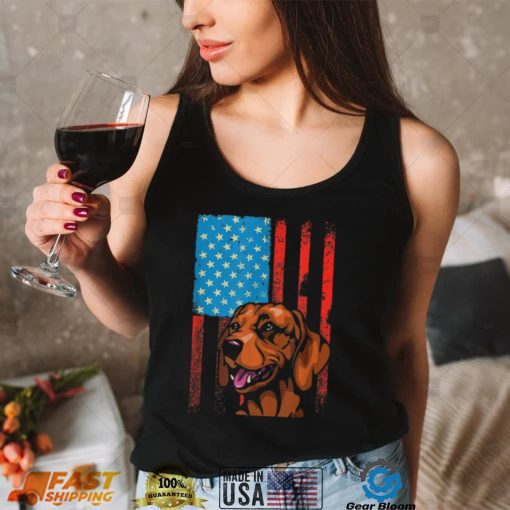 USA American Flag   Patriotic Dog Vizsla T Shirt